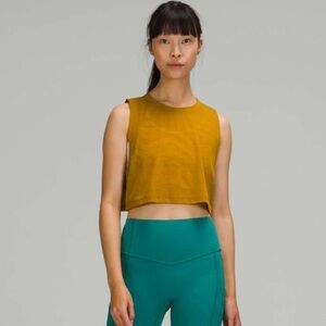 Lululemon All Yours Crop Tee - gold spice color